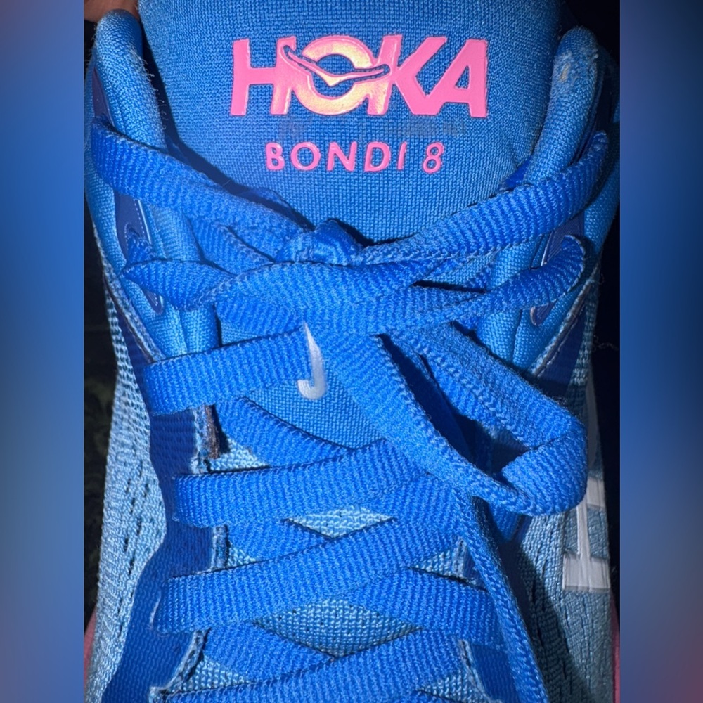 HOKA
WOMENS BONDI 8 Pink & Blue Sneakers/ Athletic Shoes Size 8 - Picture 11 of 14